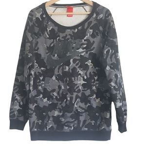 Nike Sweatshirt Camouflage Rally Grey Black Fleece Camo Big Logo Size S